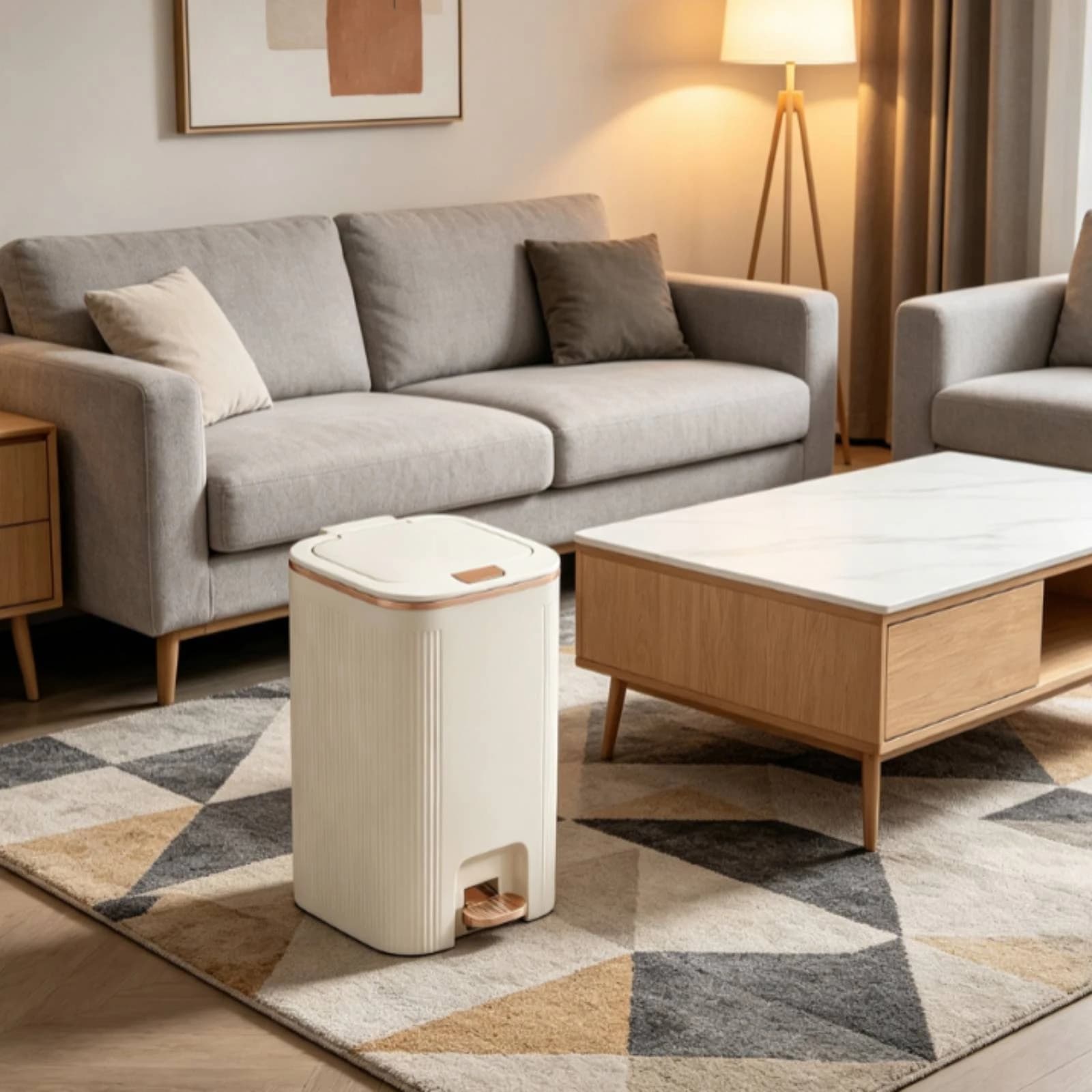 Trash Can with Foot Pedal Hands-Hands-off Step Trash Can Pedal Bin Easy to Clean Wastebasket Sleek for Bathroom, Bedroom