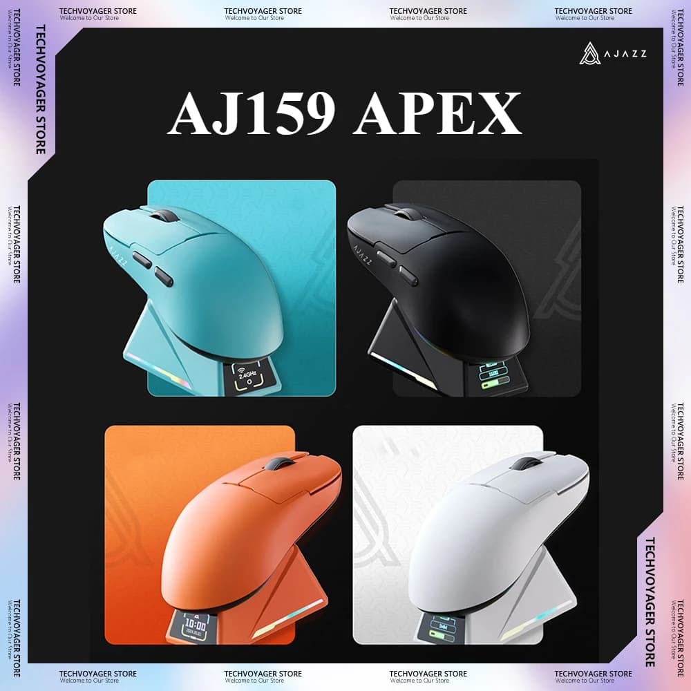 Mouse da gioco AJAZZ AJ159 APEX PAW3950 Base di ricarica leggera da 400 mAh Mouse wireless tri-modale personalizzati Accessorio regalo per PC e-sport