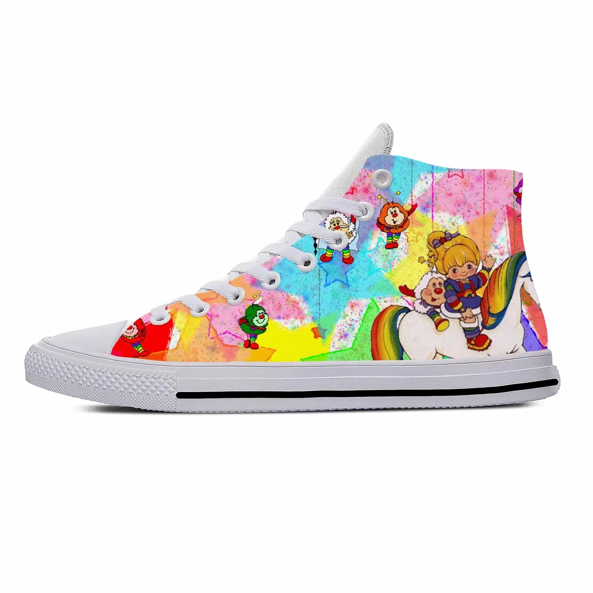 Brite Anime Cartoon Manga Comic Rainbow Fashion Casual Cloth Shoes High Top Lightweight Breathable Custom Men Women Sneakers
