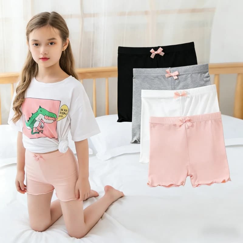Pack of 4 Pieces: Safety Shorts for Girls, Brief Courts, Children's Underwear with Cute Bow, for Girls from 2 to 15 Years