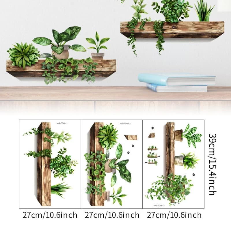 3 pz/set adesivi murali creativi piante in vaso decalcomanie autoadesive rimovibili murali fai da te arte della parete accessori per la decorazione della casa