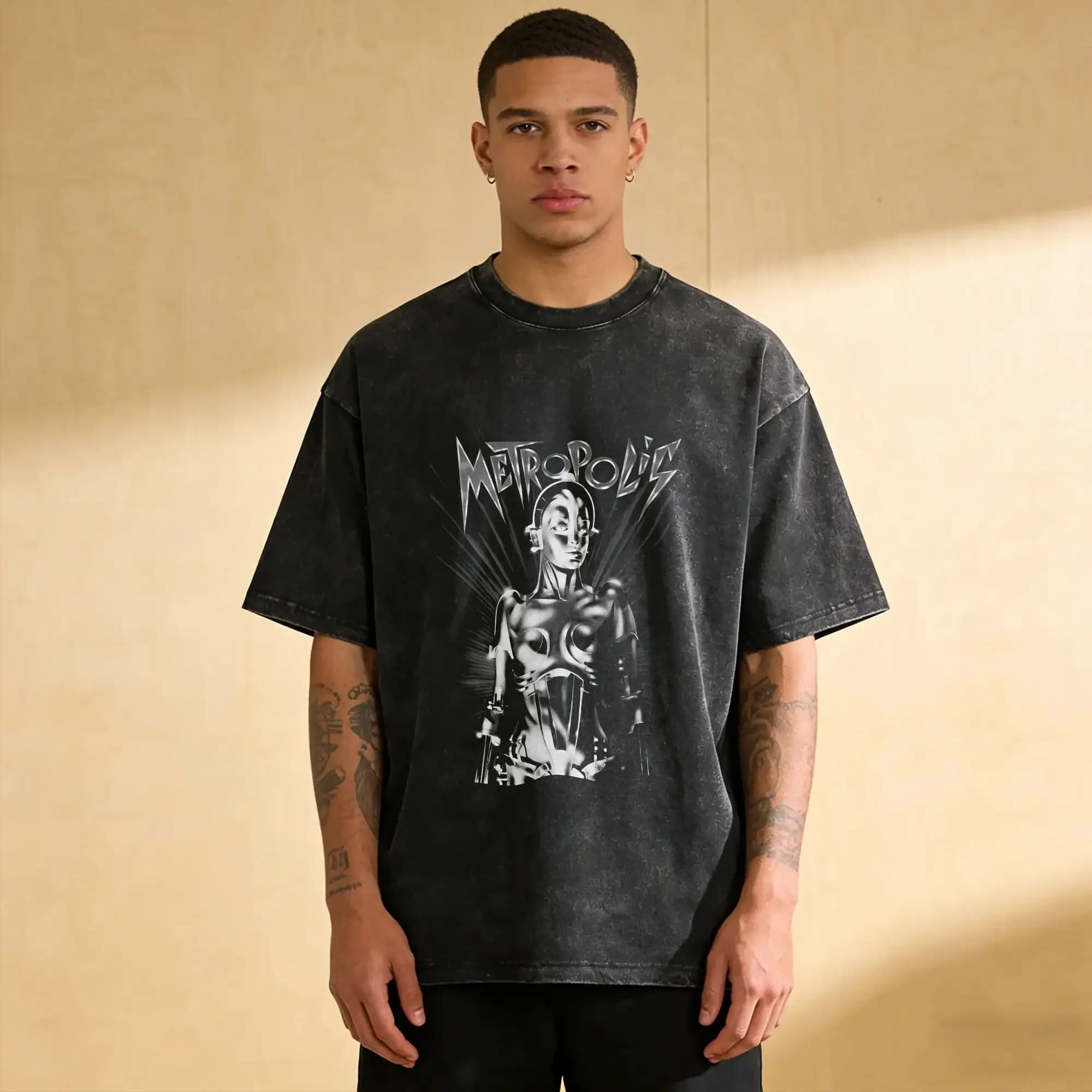 Metropolis fritz lang Germany silent movie T Shirt Hip Hop T Shirts Short Sleeve Awesome Tops Summer Cotton Oversized Tees