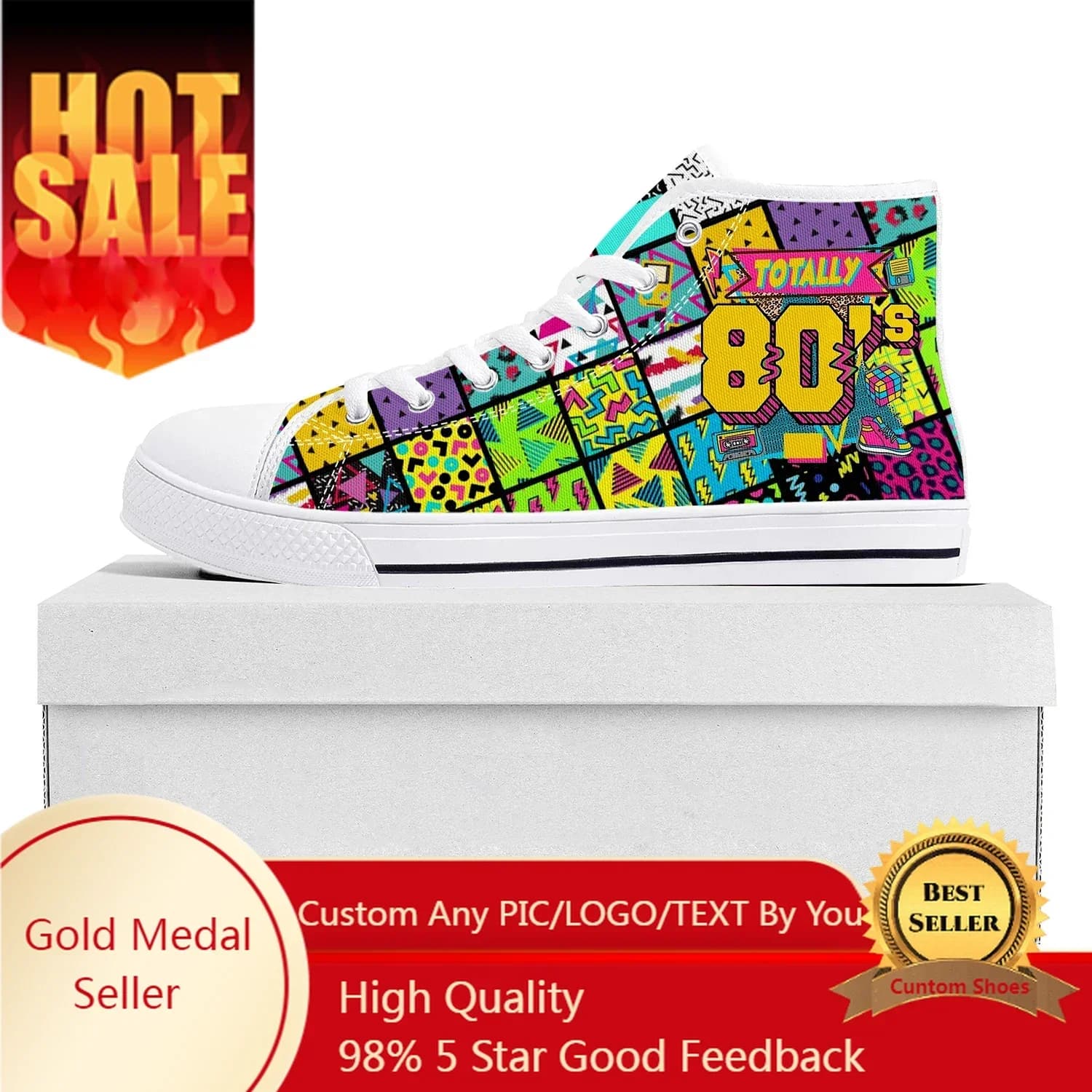 Funny Retro 80s 90s Icons High Top High Quality Sneakers Mens Womens Teenager Canvas Sneaker Couple Shoes Custom Made Shoe