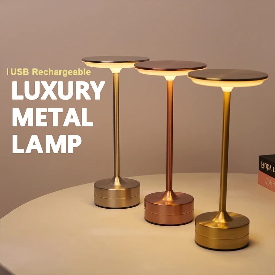 Lampada da tavolo a LED Sensore tattile Luce notturna USB ricaricabile portatile Camera da letto Luce notturna Lampada da lettura wireless Ristorante Hotel Bar