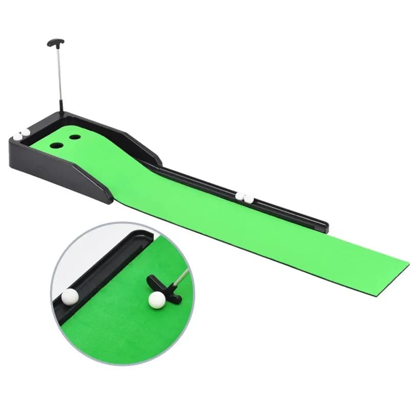 Golf desktop putter blanket crystal fleece mini practice blanket size double hole automatic return track practitioner