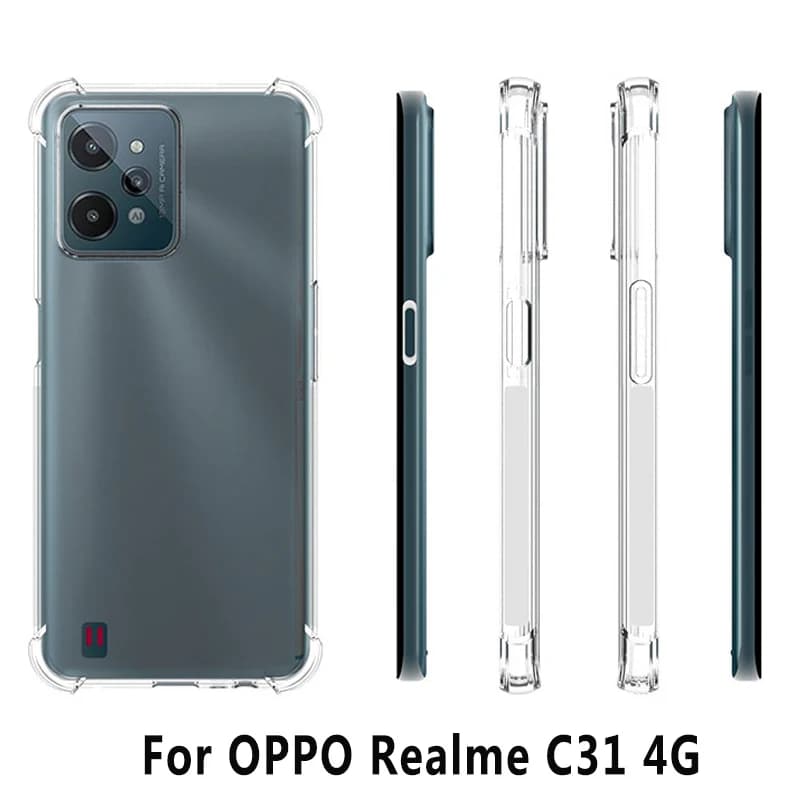 Realme C31 RMX3501 Caso Cuscino D'aria Antiurto Airbag Trasparente Silicone TPU Della Copertura Posteriore Cassa Del Telefono per Realme C31 RealmeC31 RMX3501