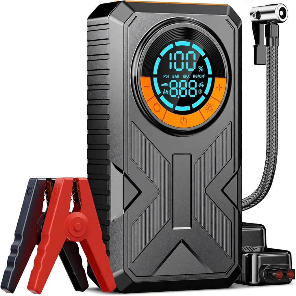 3000A Corrente di Picco Batteria per Auto Portatile Ponticello Gonfiatore per Pneumatici HA CONDOTTO LA Luce 7.0L Diesel Auto Portatile Salto di Avviamento