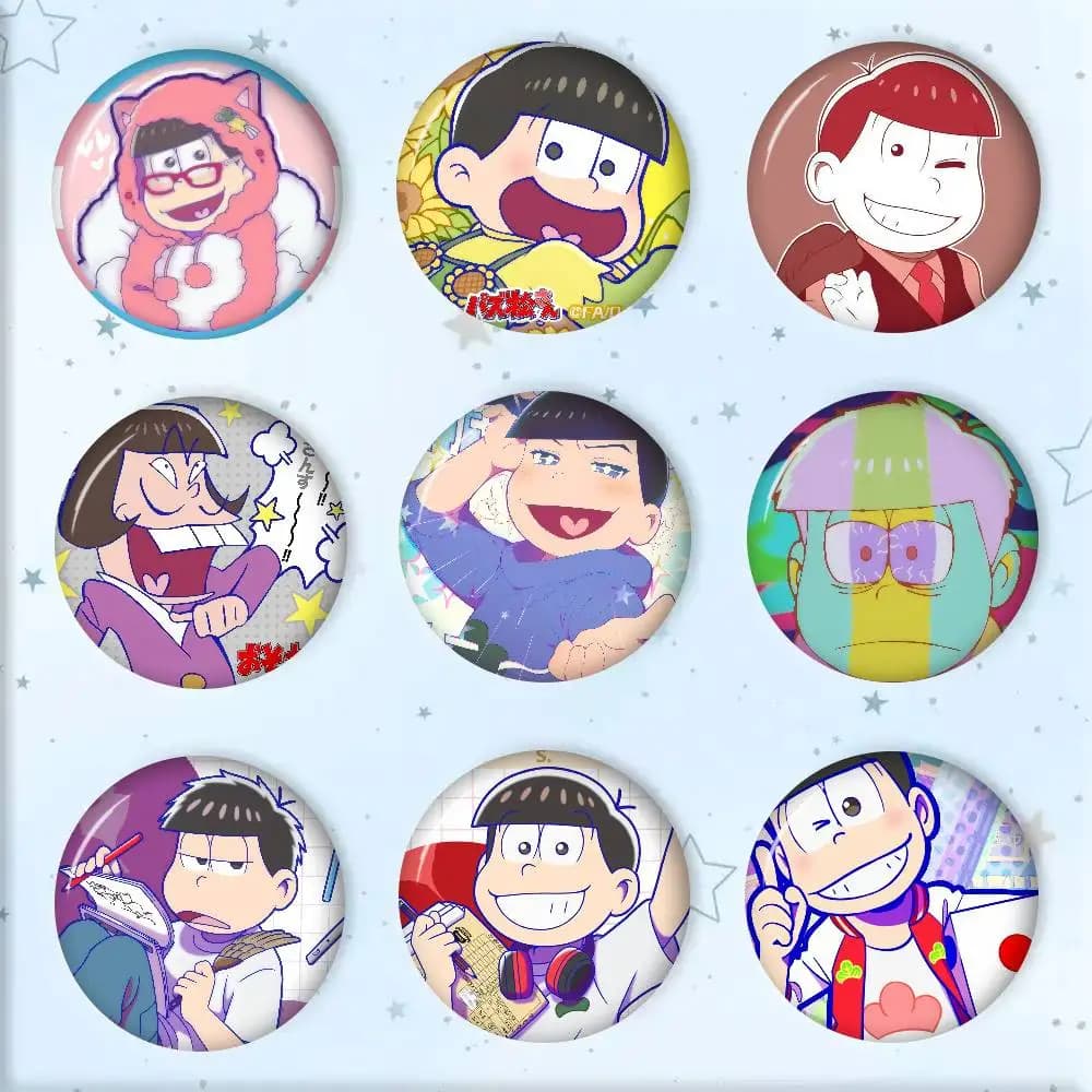 Spille e Distintivi Rotondi Fatti a Mano a Tema Anime Mr Osomatsu, Gioielli per Zaini, Vestiti e Regali