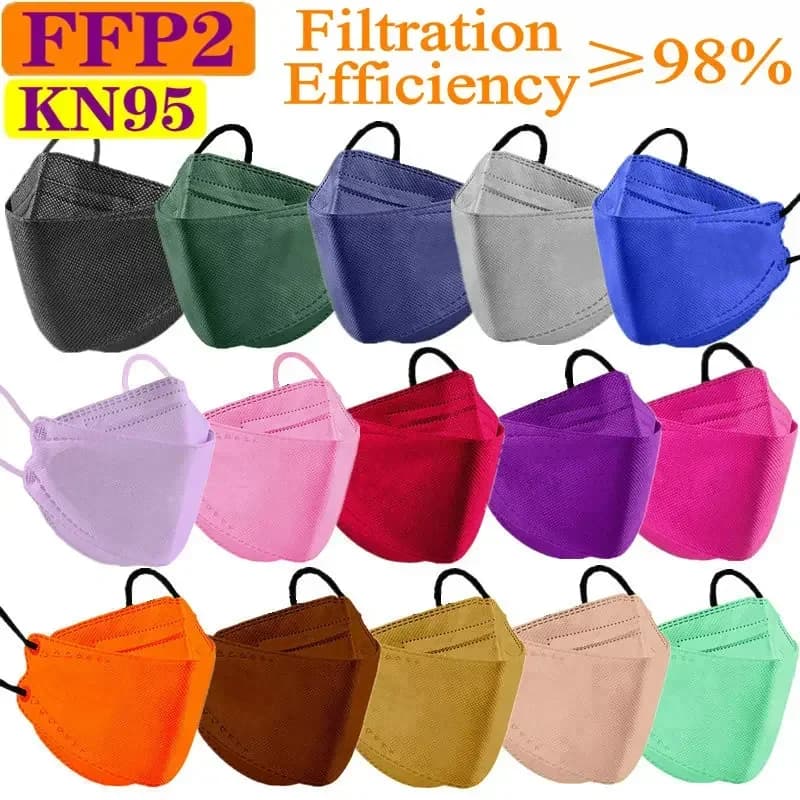 60 colori FFP2 maschera CE KN95 adulto nero Mascarillas approvato igienico protettivo all'ingrosso pesce maschera filtro respiratore