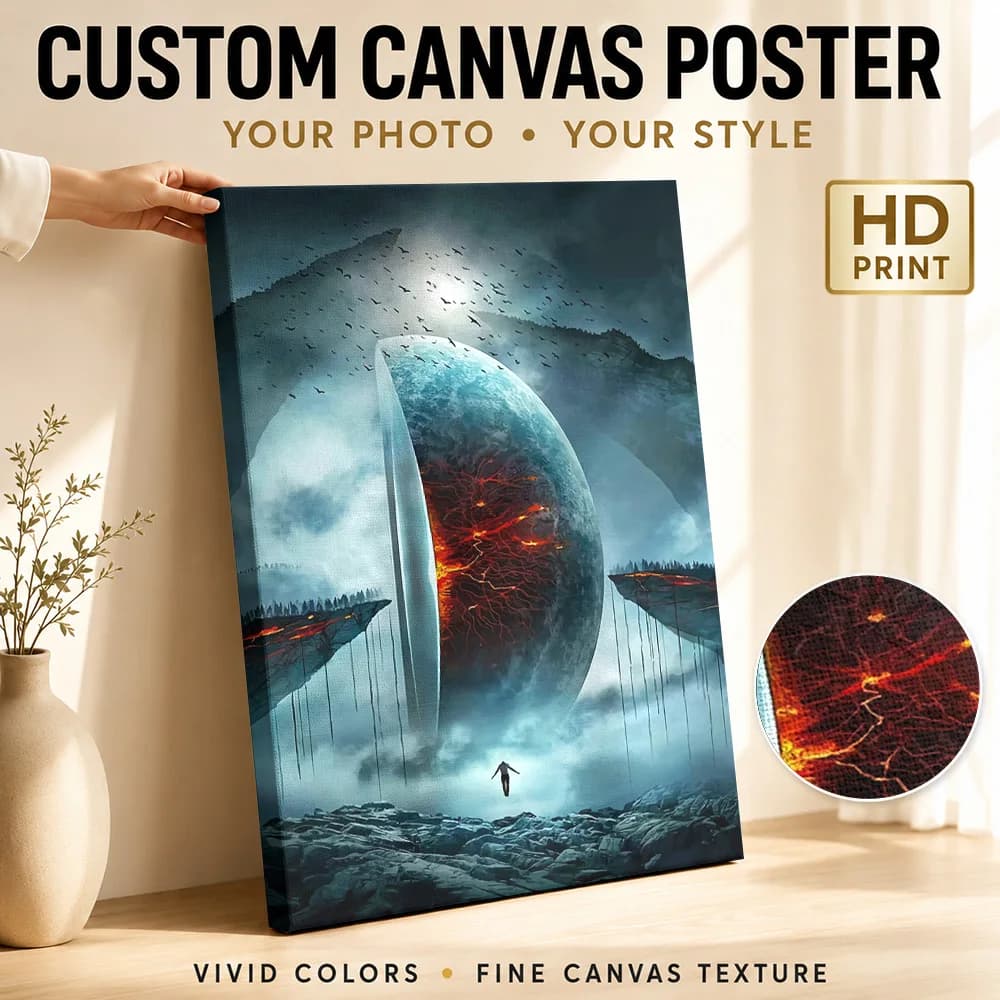 Falling into the Void Framed Canvas Print Poster Personalized Photo Modern Pop Culture Wall Paintings Decoration for Game Room