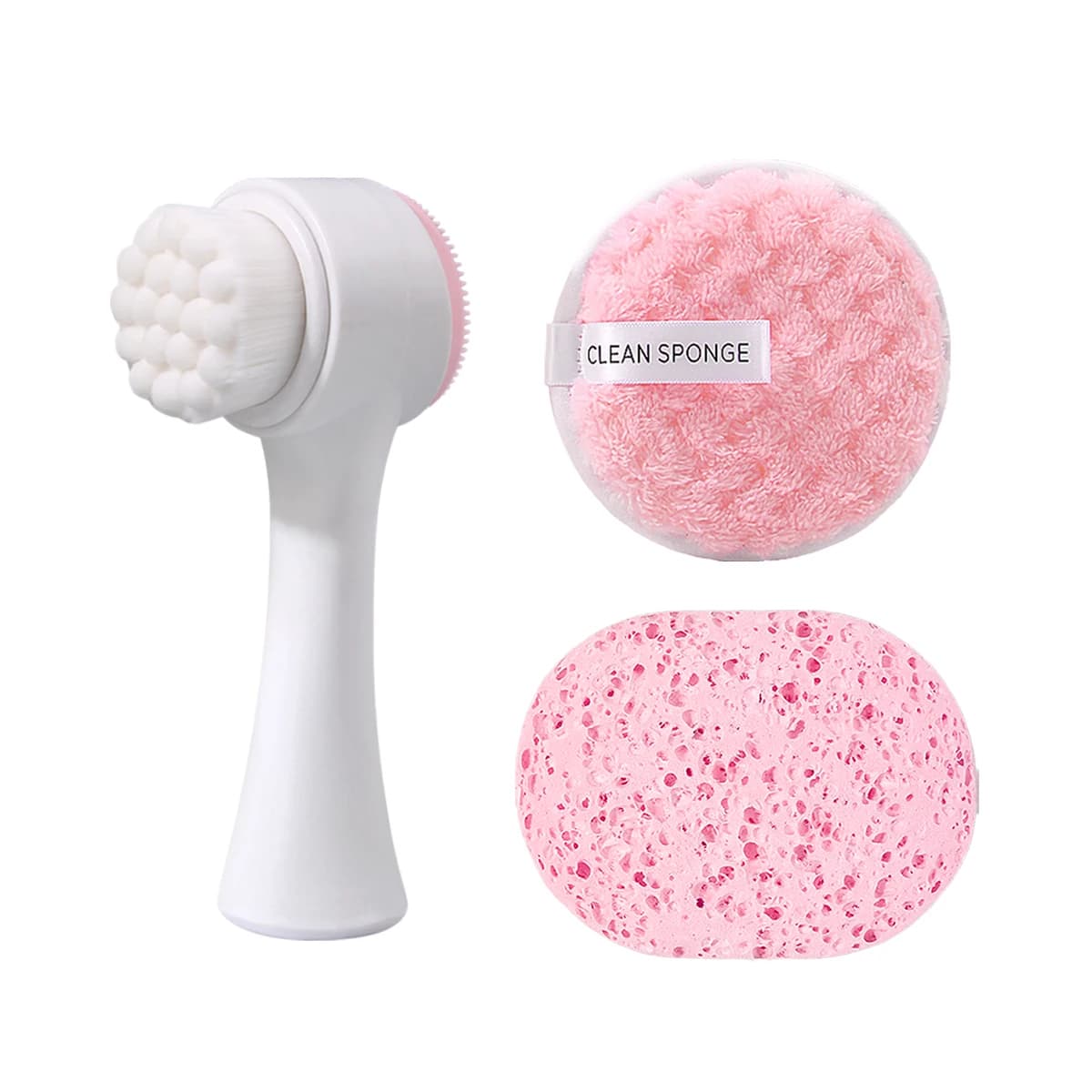 3PC Facial Cleansing Set,Manual Facial Cleansing Brush,Daily Face Washing, Makeup Removal & Exfoliating, Reusable Skin‑Friendly