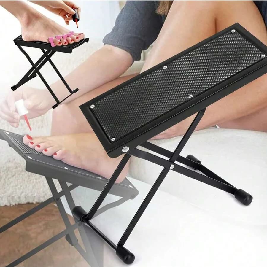 Supporto per poggiapiedi per pedicure Supporto per poggiapiedi antiscivolo pieghevole regolabile a 4 livelli Pedale per manicure di bellezza in metallo per uso domestico in salone