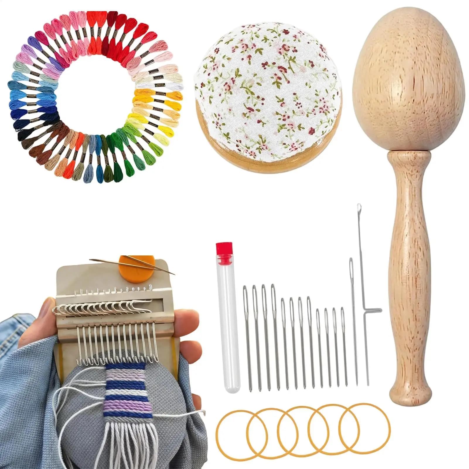 Kit toppe in maglia con ganci e filato portatili piccoli e veloci per la casa, kit per rammendo calzini per uomini, donne, principianti, sarti, amici