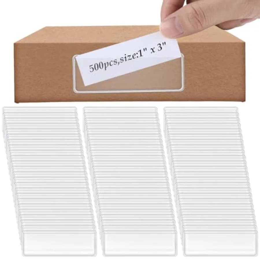Portaetichette Adesivi Trasparenti 3x1 Pollici, Tasche in Plastica per Scaffali, Indici Adesivi per Supermercati, Biblioteche, Cucine