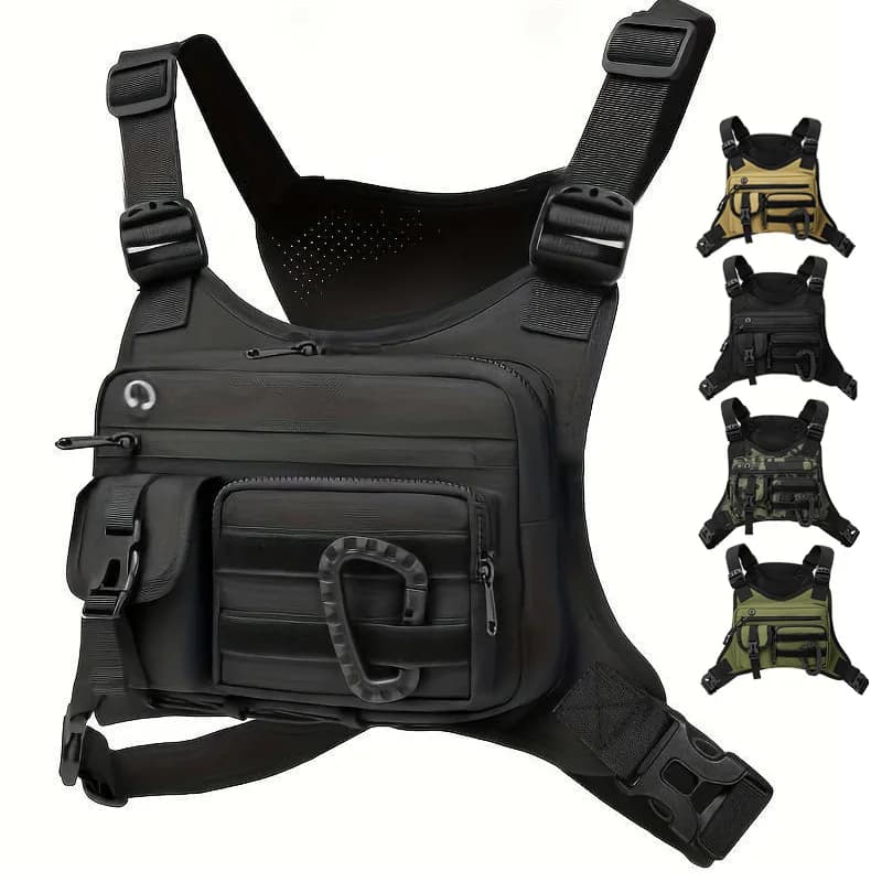Borsa da petto per sport all'aria aperta Gilet da uomo Zaino da donna Multi tasca da viaggio da lavoro Front Rig Marsupio da corsa Borsa tattica EDC da ciclismo
