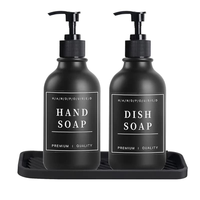 1/2/3PCS 500ML Dispenser di sapone da bagno con etichette impermeabili e rack Bottiglia vuota con pompa Shampoo Contenitore per balsamo per il lavaggio del corpo