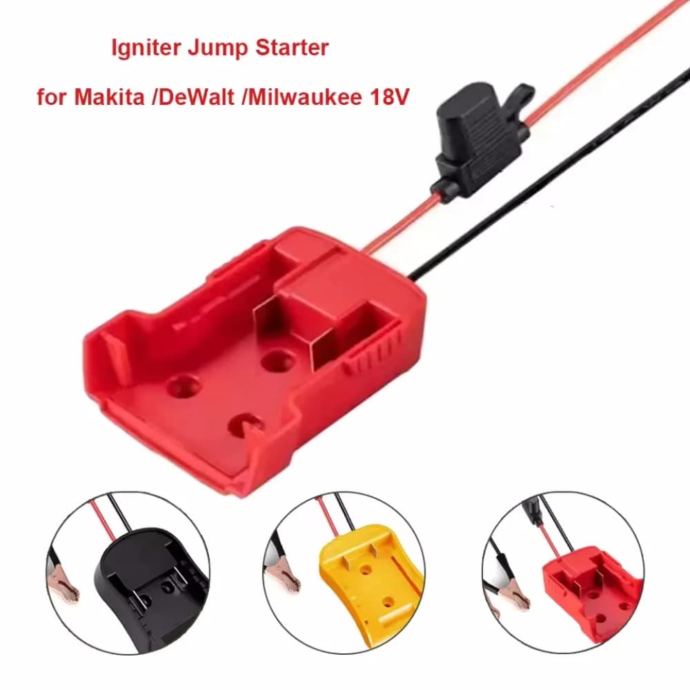 Accenditore Salto di Avviamento per Makita DeWalt Milwaukee 18V Batteria Auto Cavo Booster con Fusibile Adattatore di Alimentazione di Emergenza Automotive FAI DA TE