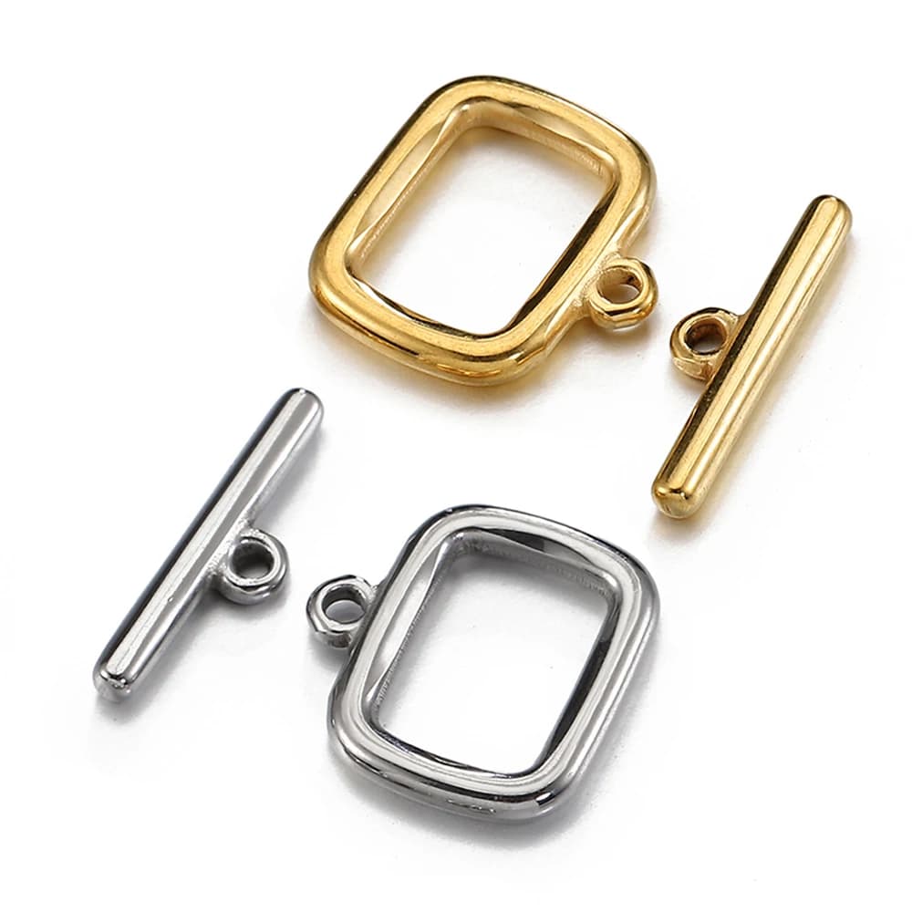4 set di connettori OT rettangolari con chiusura a levetta OT in acciaio inossidabile per la creazione di gioielli, collane, bracciali, ganci, forniture