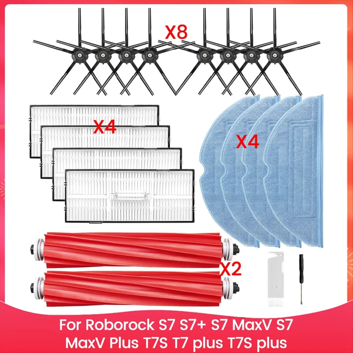 ABQR Per S7 S7+ S7 MaxV, S7 MaxV Plus T7S T7 Plus T7S Plus Kit di accessori per aspirapolvere robot Spazzola filtro Lavapavimenti