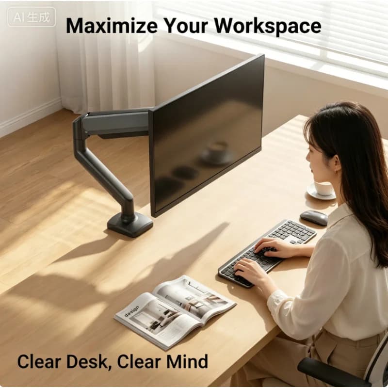 Supporto universale da scrivania per monitor con braccio singolo, fino a 32 pollici, 19,8 libbre, completamente regolabile.
