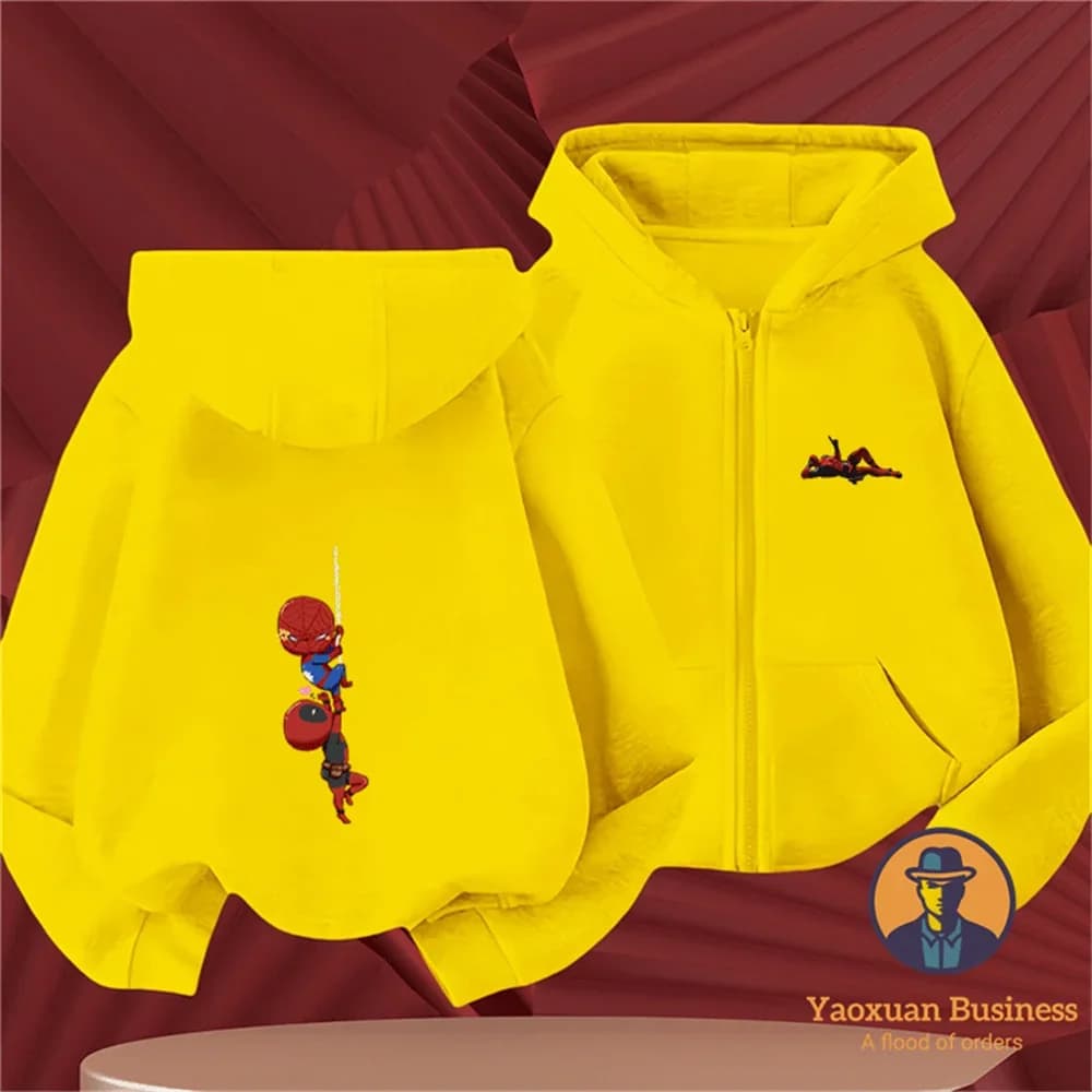 Felpa con cappuccio casual in puro cotone con zip 2D Deadpool, modello 2 14Y, popolare e di tendenza