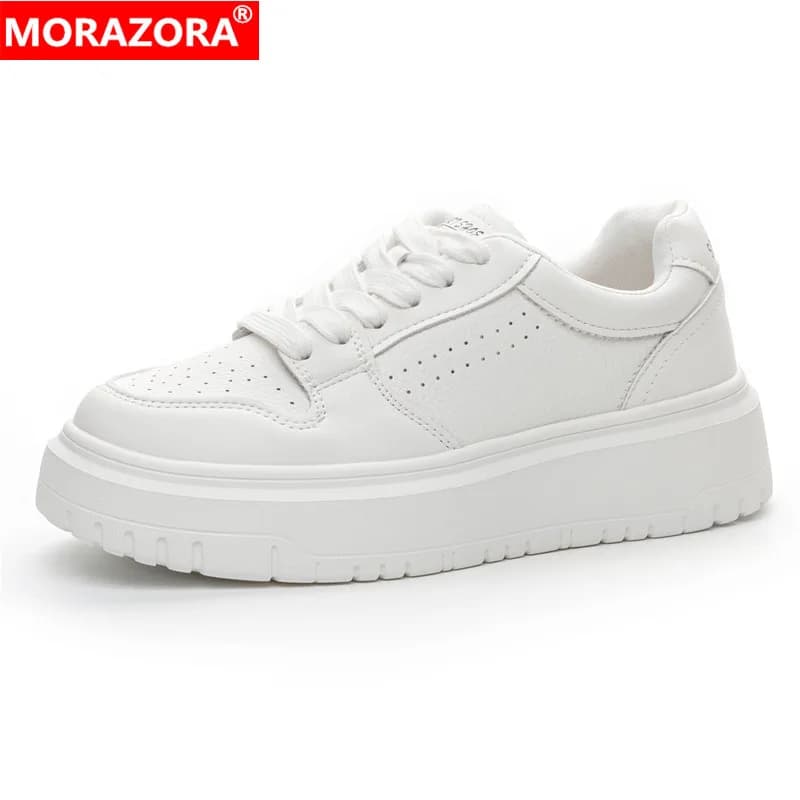 MORAZORA Plus Size 35-43 Nuove sneakers con plateau Scarpe da donna Sneakers robuste in vera pelle Appartamenti Scarpe casual bianche nere