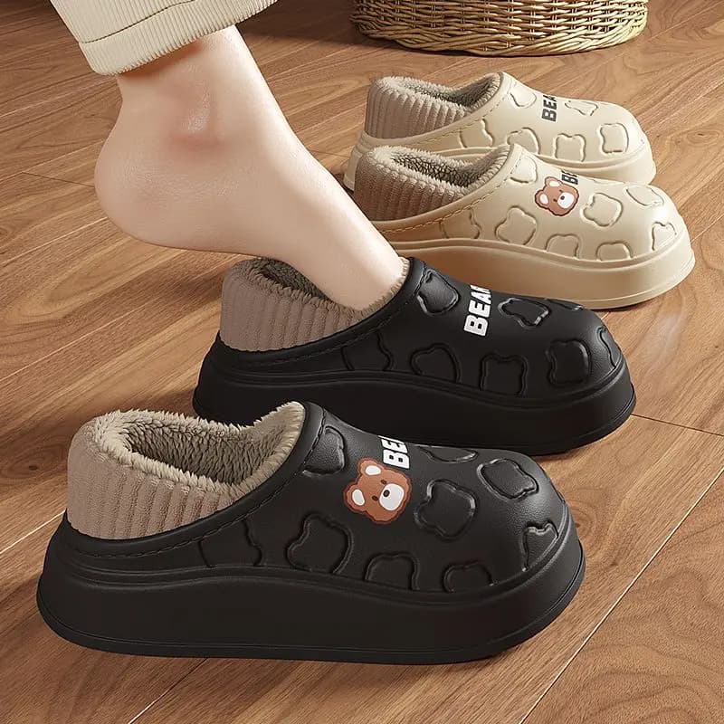 Pantofole in cotone impermeabili per donna uomo inverno esterno interno casa peluche caldo suola spessa scarpe in cotone antiscivolo per coppia
