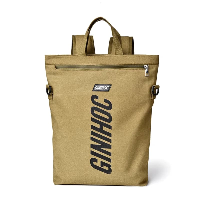 Letter Print Men Backpack Multi-Functional Casual Canvas Daypack Crossbody Bag Students Schoolbags Laptop Bag Travel Rucksack