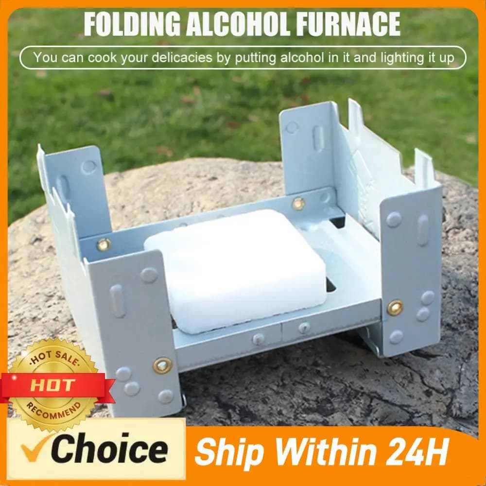 Foldable Portable Stove from Exterior, Mini Solid fuel cooker and Alcohol for Picnic, Barbecue, Camping and Hiking, Kitchen accessories