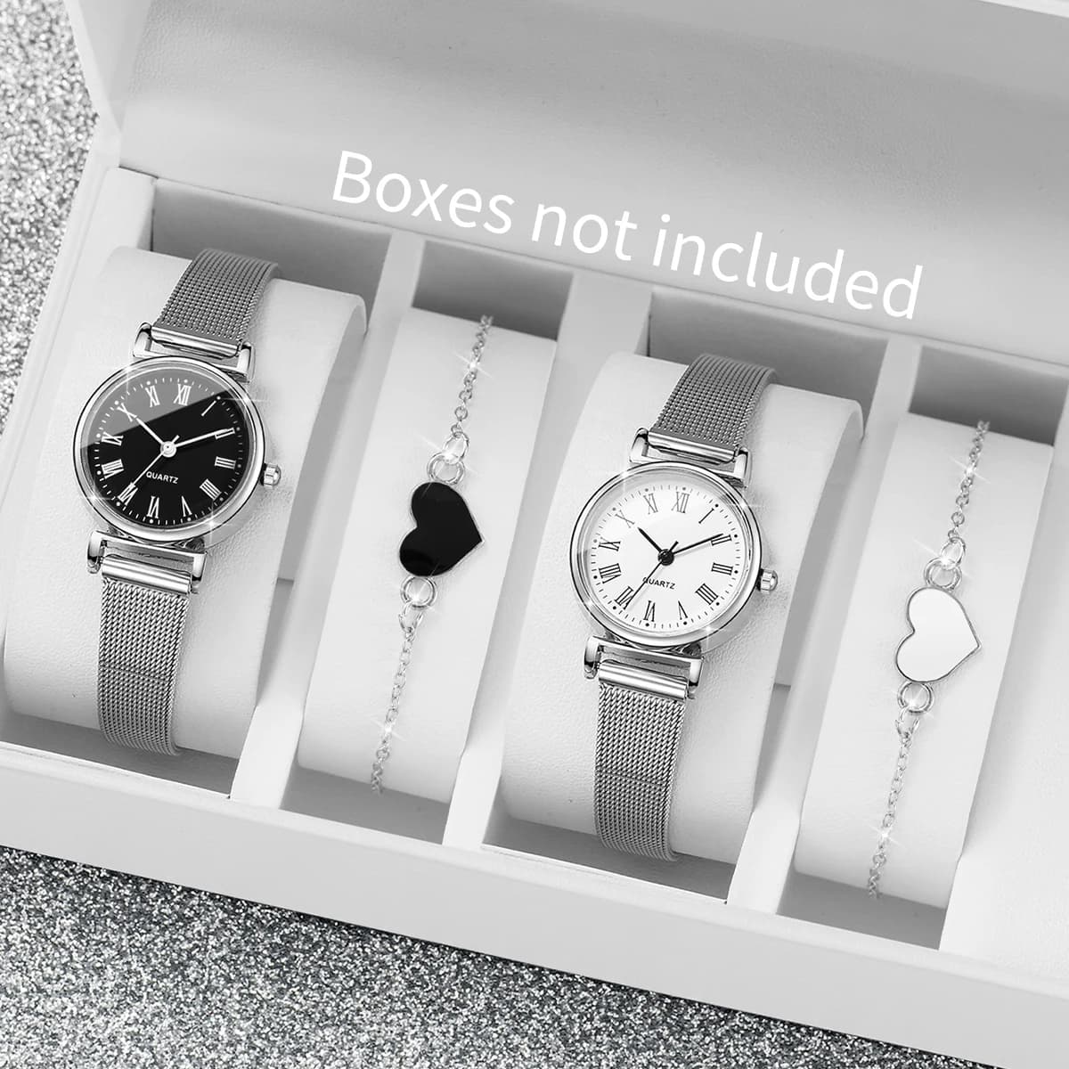 2/4 pcs fashion woman watches casual Rome quartz watch dial with Reloj Mujer bracelet (without box)