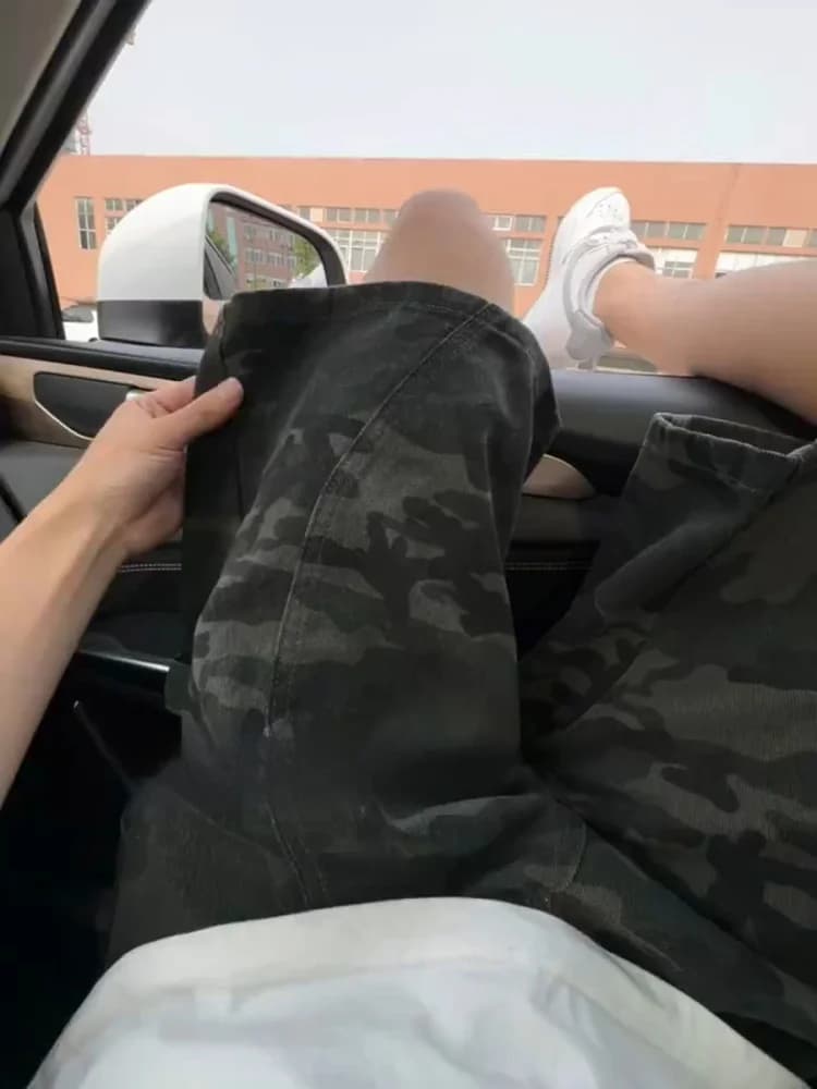 American Workwear Camouflage orts Men Summer Deconstructed Patchwork Waed Logging Pants Cleanfit Casual Five-Quarter Length