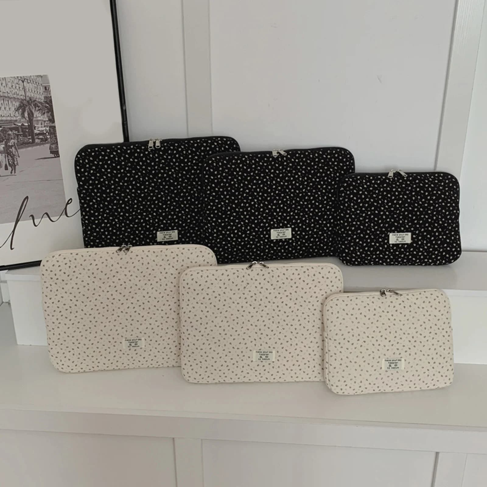 Puffy Carrying Laptop Bag Padded Floral Quilted Pillow Laptop Carrying Case 11-15 Inch for Women Travel Work College Shop