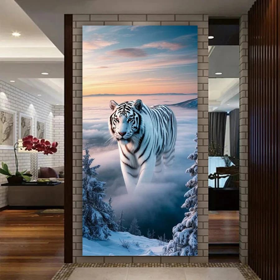 Black and White Tiger Diy Diamond Arts For Adults Painting New Collection Wild Animals Large Size Full Mosaic Embroidery Picture