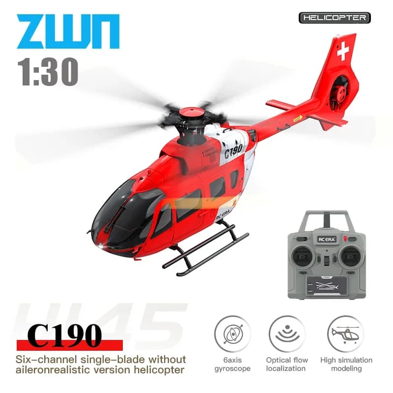 C190 RC Elicottero 2.4G 6-Aixs Giroscopio 1/30 6CH Mantenimento dell'altitudine Flusso ottico Brushless Elicottero telecomandato Giocattoli per il capretto
