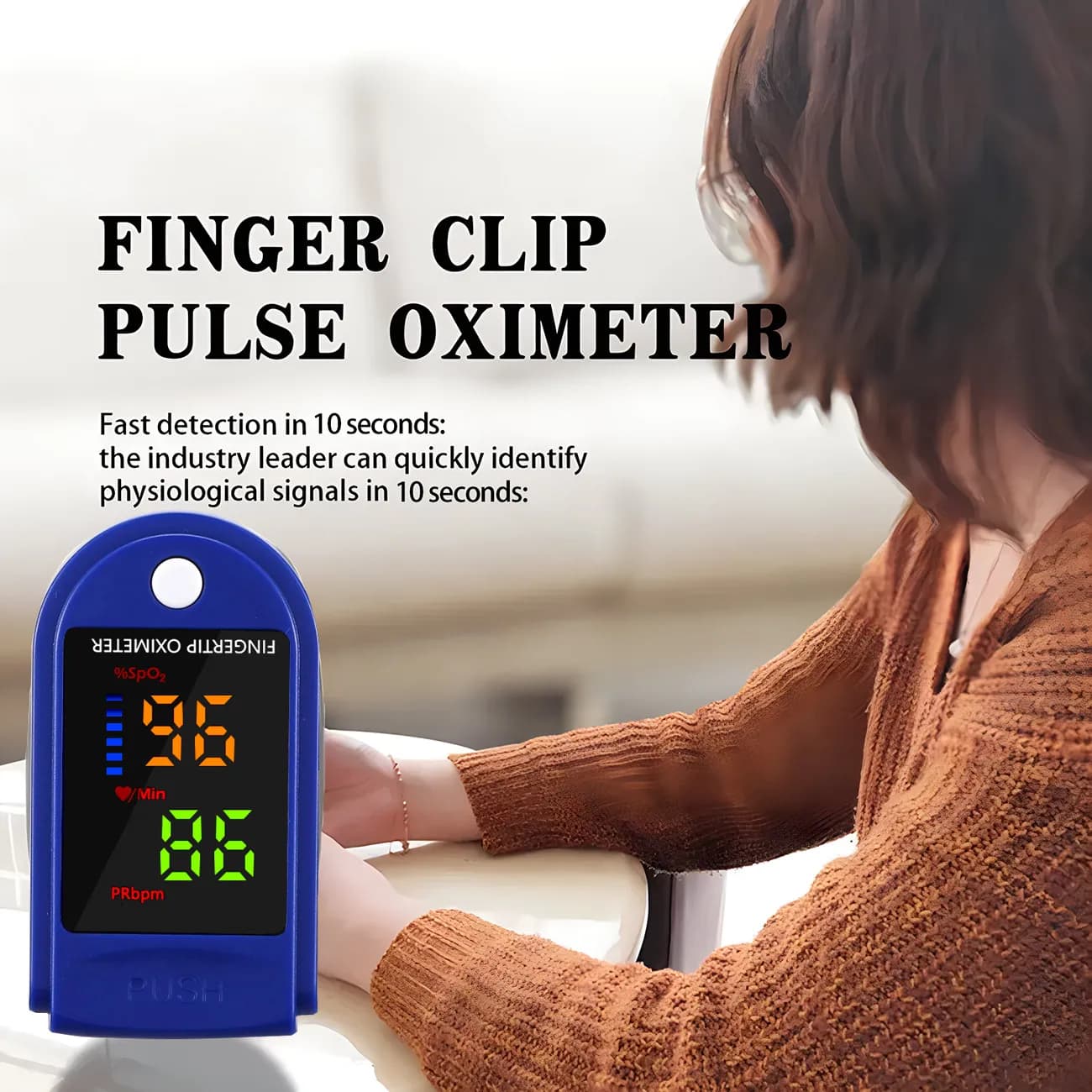 Ossimetro da Dito: Rilevatore di Saturazione dell'Ossigeno, Monitor Medico per Frequenza Cardiaca e Ossimetria con LED