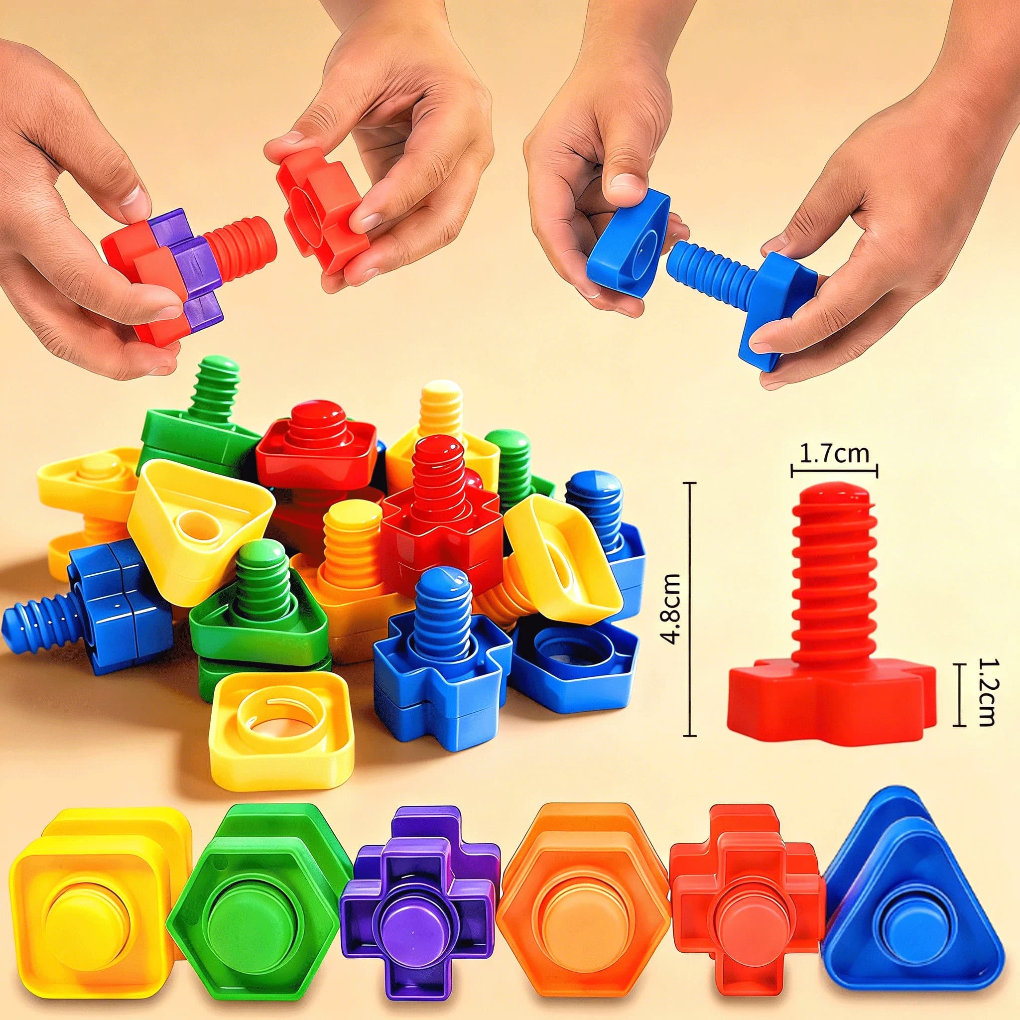 20/10 Pezzi Blocchi da Costruzione a Vite, Giocattoli Creativi a Mosaico per Bambini, Gioco Educativo in Plastica con Inserti a Forma di Dadi e Bulloni per Ragazzi