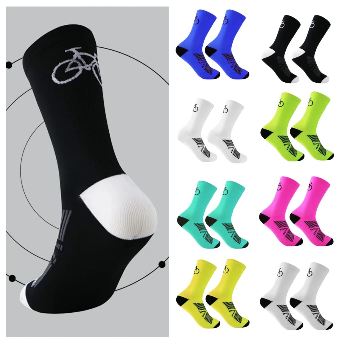 Taglie europee 38-43, 1 paio di calzini da ciclismo all'aperto con punta rinforzata, traspiranti, antiscivolo, durevoli, unisex