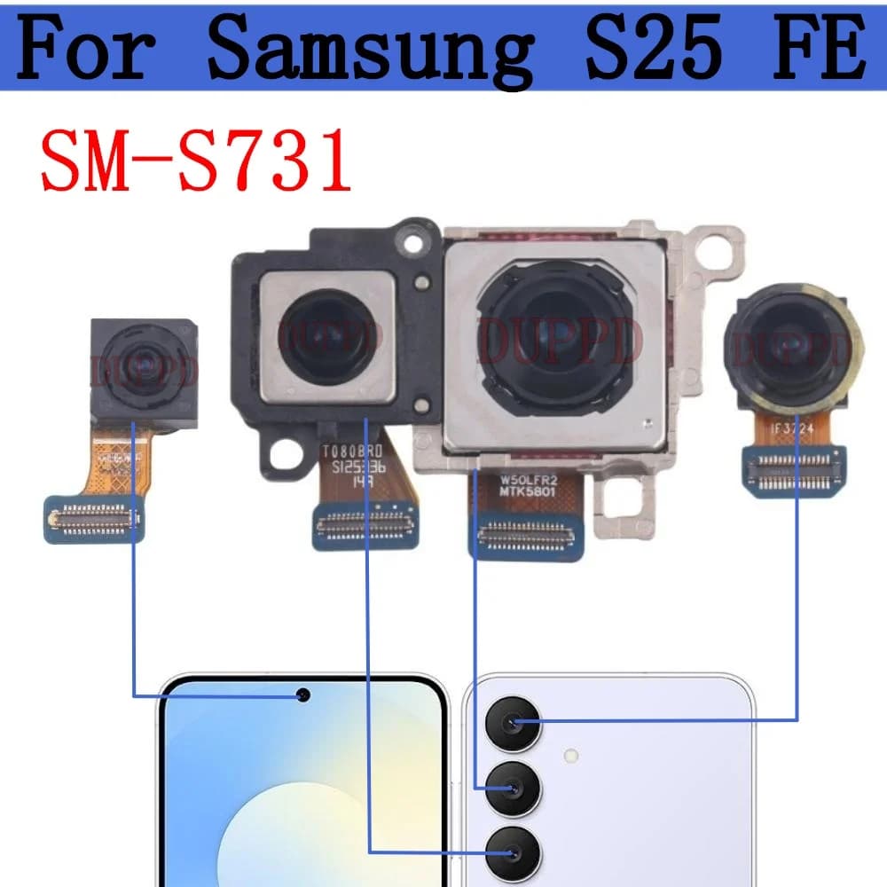 Fotocamera Anteriore e Posteriore per Samsung Galaxy S25 FE S25FE SM-S731B, Modulo Fotocamera Principale Posteriore e Frontale per Selfie, Ricambio