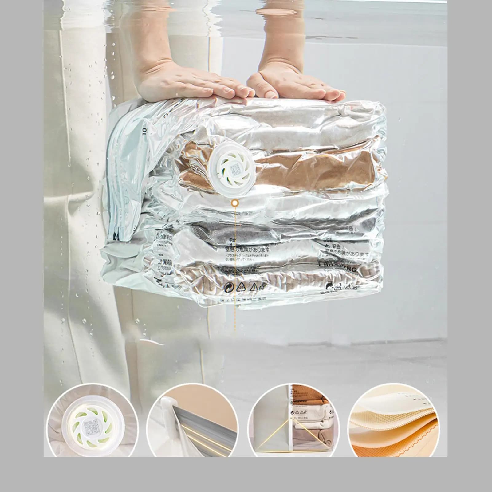 Vacuum Bags No Pump Space Saving Pump-Free Vacuum Seal Clothing Bags For Pillow Comforter Blanket Bedding Garment Home Travel
