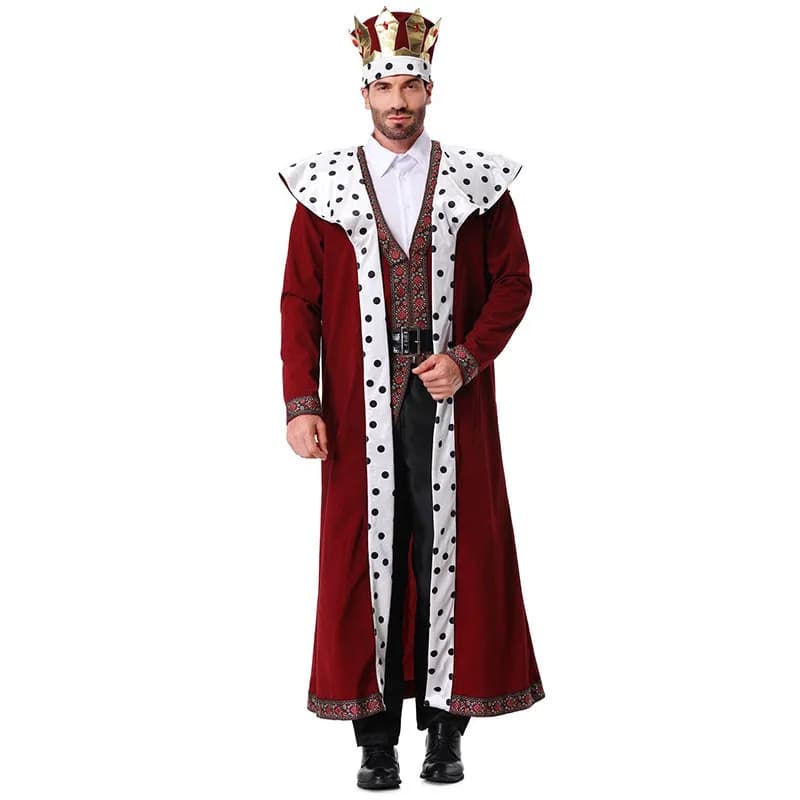 Medieval King Costume for Men Renaissance Royal Robe Adult Halloween Cosplay Fancy Dress Stage Performance Outfits Clothes