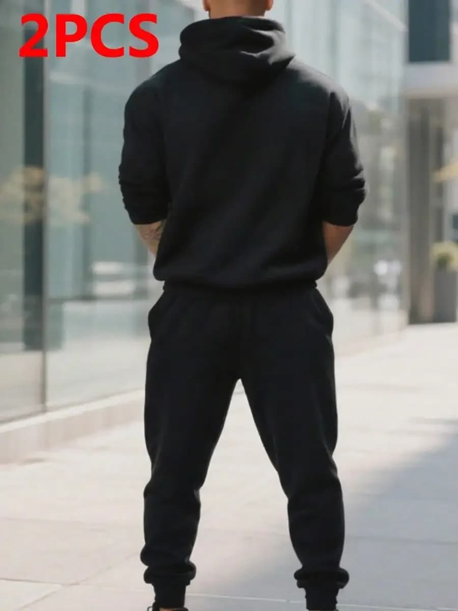 Completo sportivo da uomo a due pezzi con felpa con cappuccio e pantaloni da jogging
