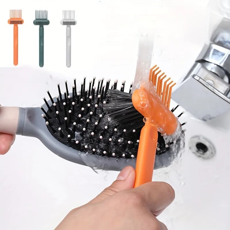 Set di 3 Pulitori Portatili per Spazzole per Capelli, Pulitore per Spazzole a Cuscino d'Aria a Doppia Funzione con Manico Ergonomico, Strumento per la Pulizia del Bagno