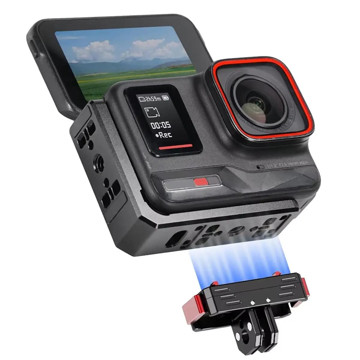 (ABDH) Supporto Magnetico per Fotocamera Insta360 Ace Pro 2, Montaggio Verticale e Orizzontale 9:16 16:9, Compatibile con ACE e ACE PRO, Treppiede A