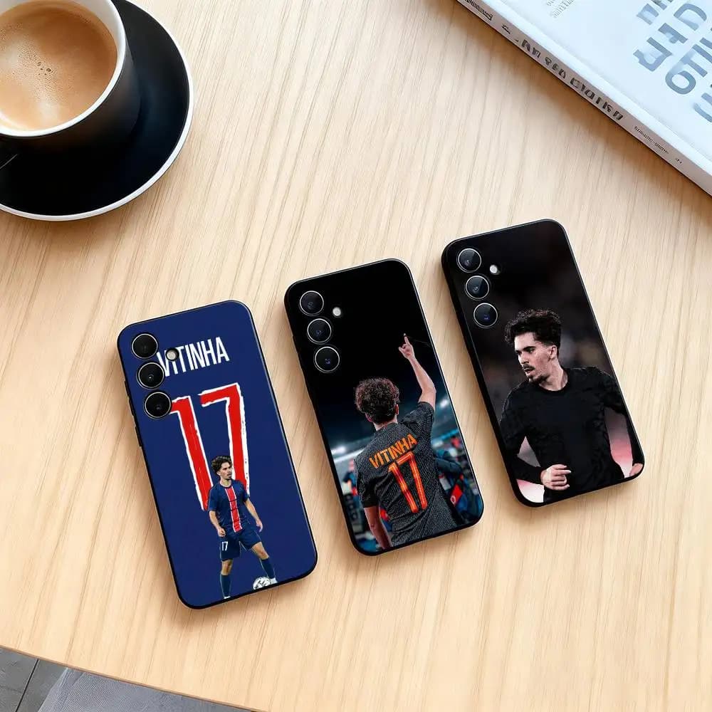 V-Vitinha F-Football Sports Cover per telefono in silicone nero morbido per Samsung Galaxy A73,A72,A71,A70,A53,A52,A51