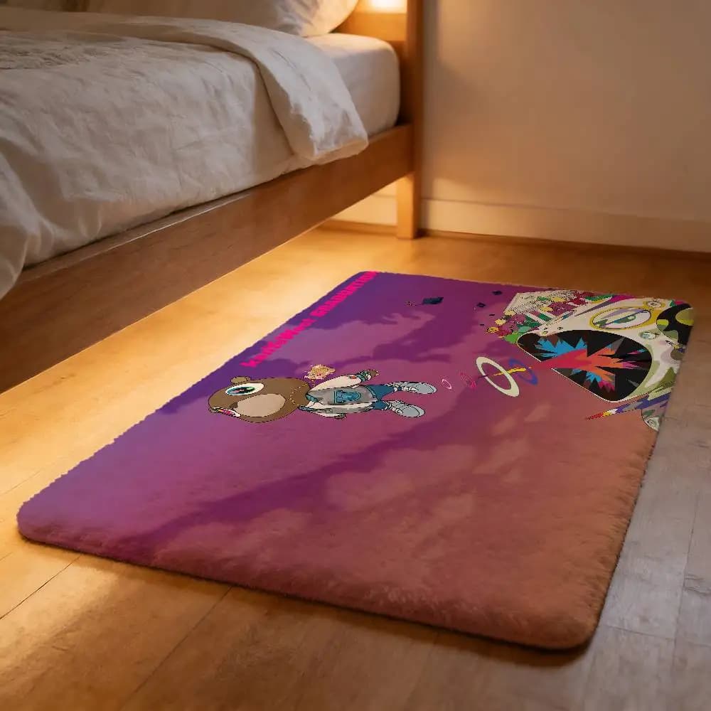 Tappeto Morbido in Peluche Rapper K-Kanye W-West, Antiscivolo, Senza Pelucchi, Assorbente, per Casa