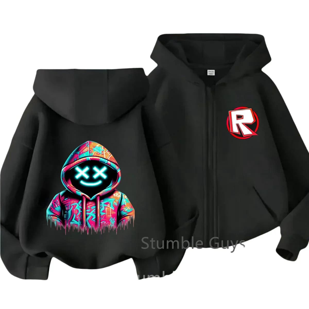 Felpa con cappuccio con cerniera alla moda per bambini Roblox Primavera Gioco 3D Personaggio Stampa Anime Ragazzi Vestiti Ragazze Abbigliamento sportivo confortevole
