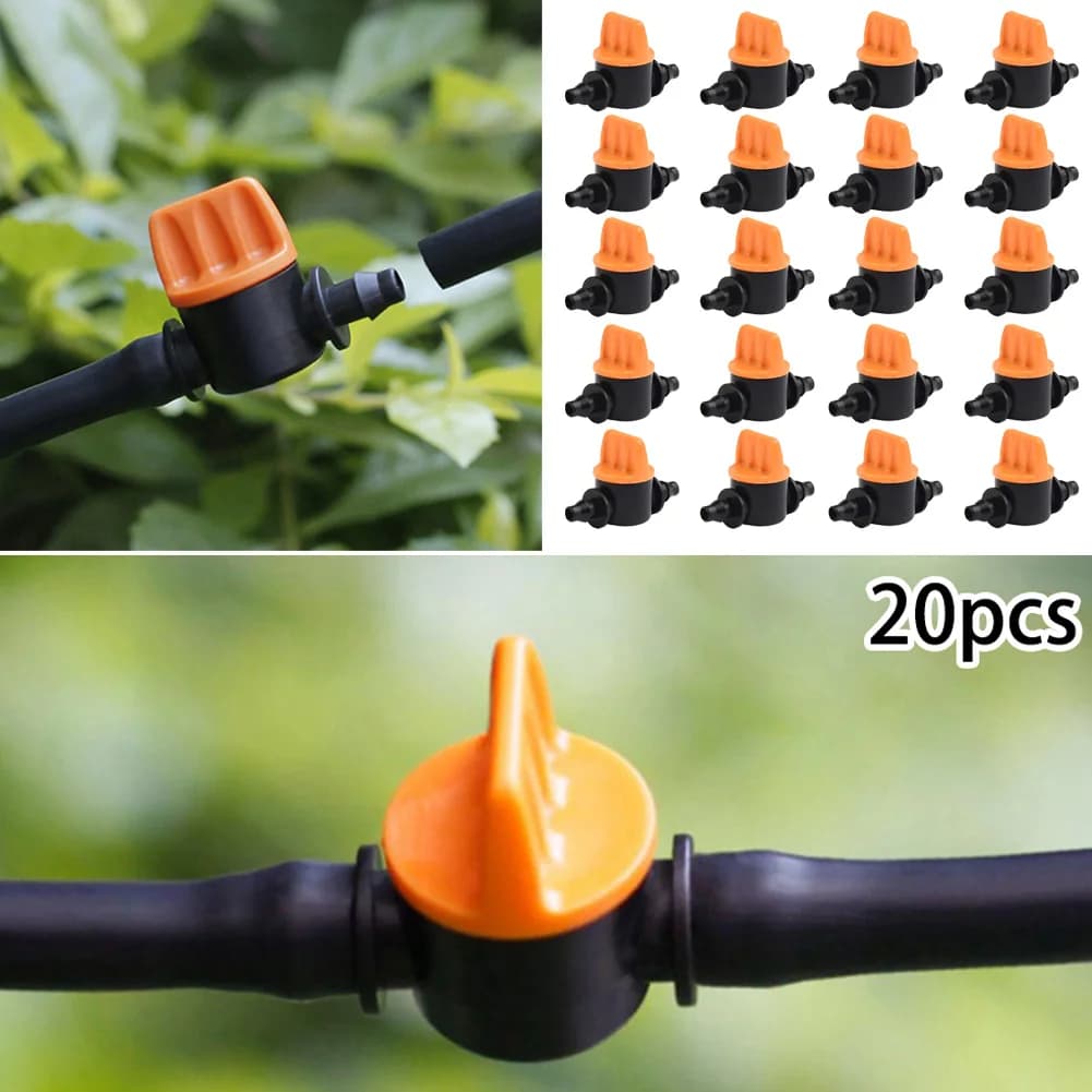 20 pezzi valvola per tubo flessibile rubinetto da giardino raccordi per irrigazione a goccia connettori per tubi valvola dell'acqua per valvola di controllo del flusso d'acqua da 4/7mm