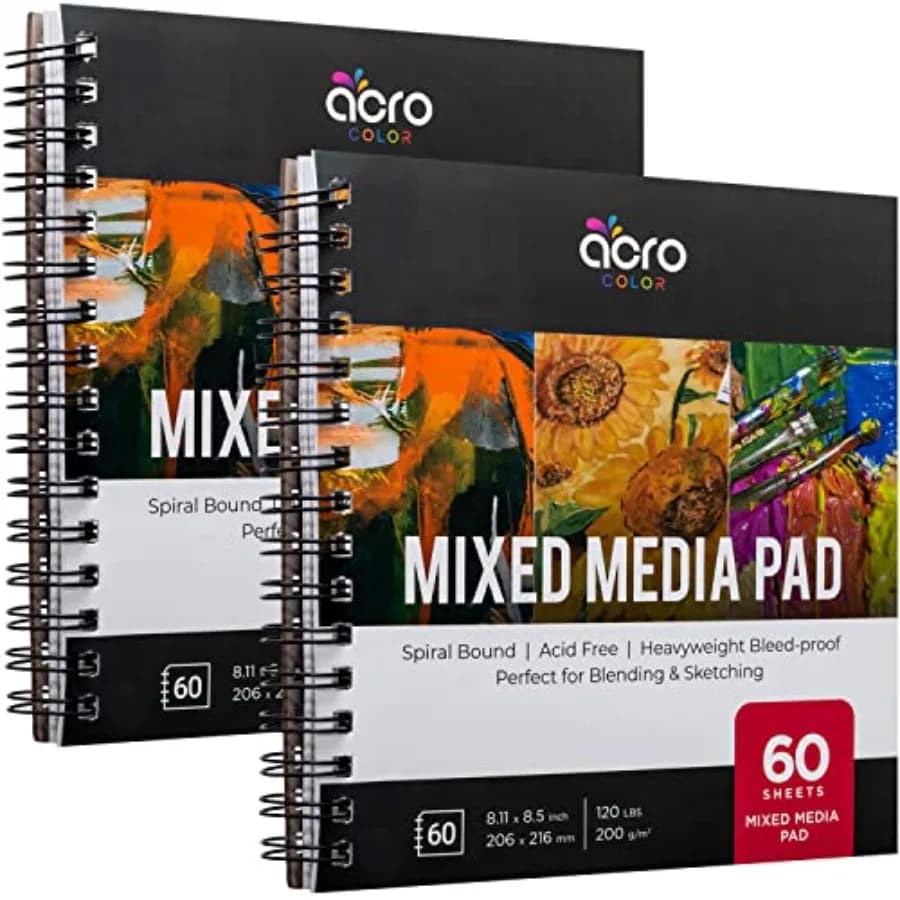 Mixed Media Sketchbook 8.11" x 8.5" Spiral Bound Sketch Pad With Thick, Heavyweight Paper, 200 GSM, 120 LBS Art Sketch Book For