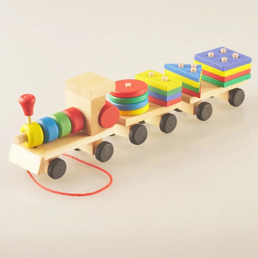1Set Kids Wooden Three Section Train Set Educational Playthings Early Learning Children Blocks Parent Child Interaction Gift