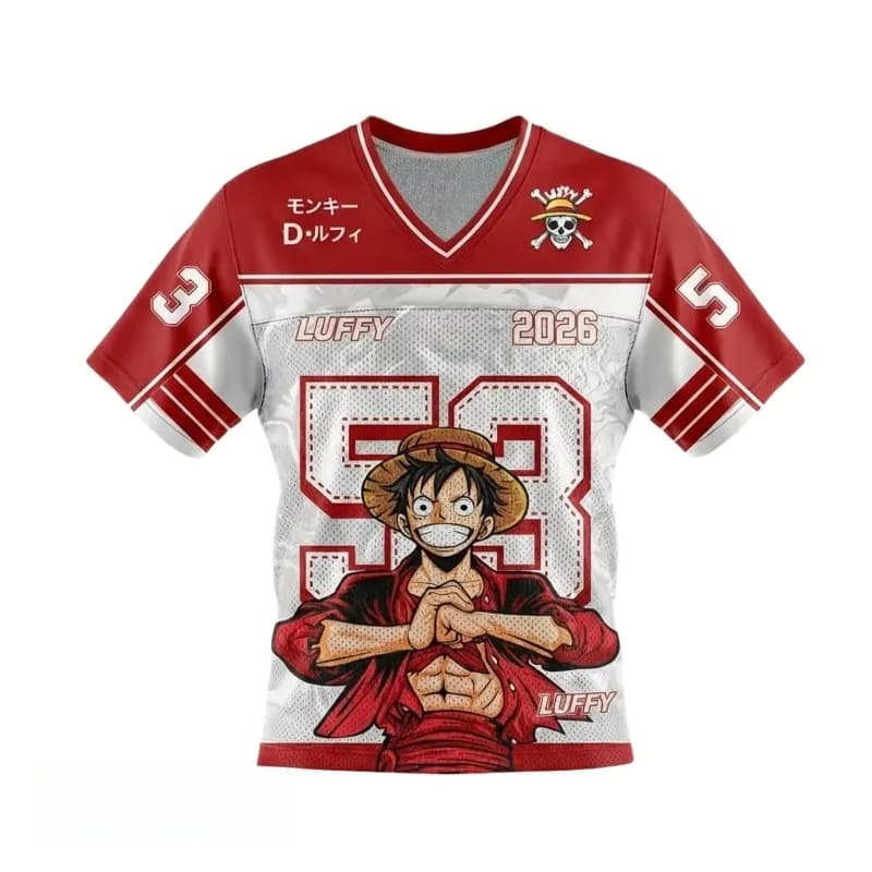 One Piece Straw Hat Luffy 2026 Number Mesh Jersey 3D All Over Print Breathable Shonen Harajuku Casual V Neck Tee